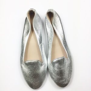 Mercanti Fiorentini Metallic Silver Ballet Flats